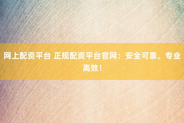 网上配资平台 正规配资平台官网：安全可靠，专业高效！