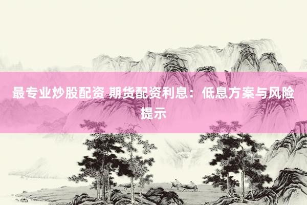 最专业炒股配资 期货配资利息：低息方案与风险提示