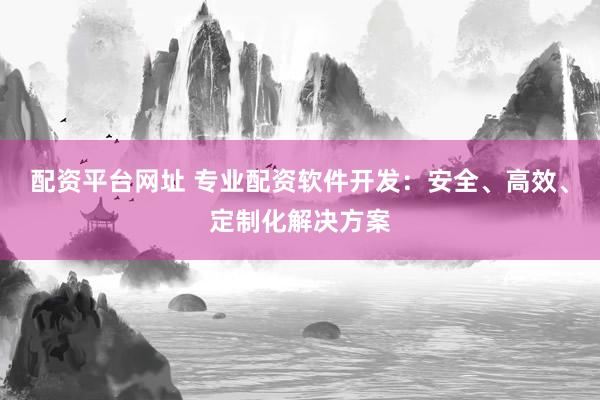 配资平台网址 专业配资软件开发：安全、高效、定制化解决方案