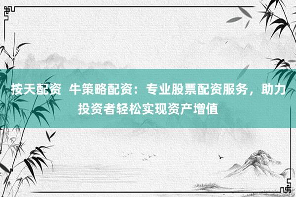 按天配资  牛策略配资：专业股票配资服务，助力投资者轻松实现资产增值