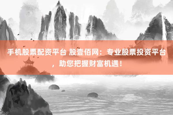 手机股票配资平台 股壹佰网：专业股票投资平台，助您把握财富机遇！