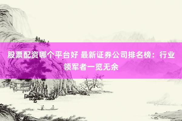 股票配资哪个平台好 最新证券公司排名榜：行业领军者一览无余