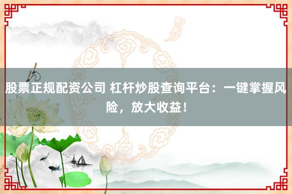 股票正规配资公司 杠杆炒股查询平台：一键掌握风险，放大收益！