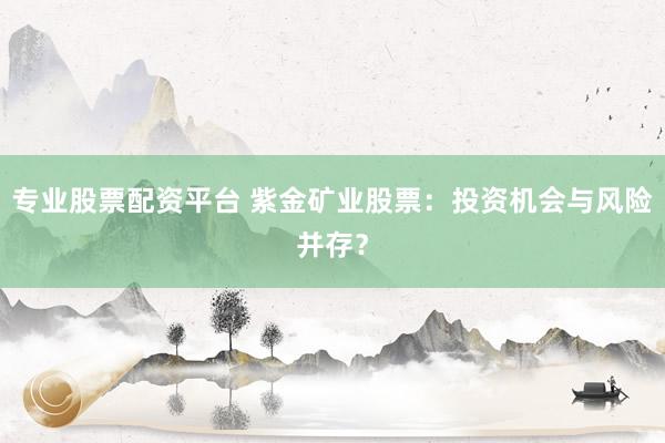 专业股票配资平台 紫金矿业股票：投资机会与风险并存？