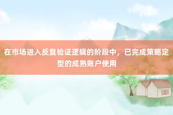 在市场进入反复验证逻辑的阶段中，已完成策略定型的成熟账户使用
