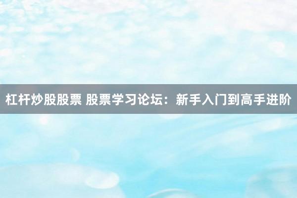 杠杆炒股股票 股票学习论坛：新手入门到高手进阶