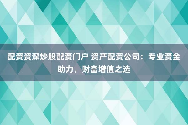 配资资深炒股配资门户 资产配资公司：专业资金助力，财富增值之选