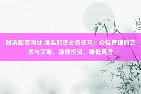 股票配资网址 股票配资必备技巧：仓位管理的艺术与策略，稳健投资，降低风险