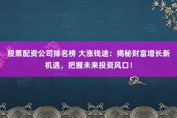 股票配资公司排名榜 大涨钱途：揭秘财富增长新机遇，把握未来投资风口！