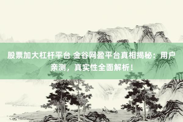 股票加大杠杆平台 金谷网盈平台真相揭秘：用户亲测，真实性全面解析！