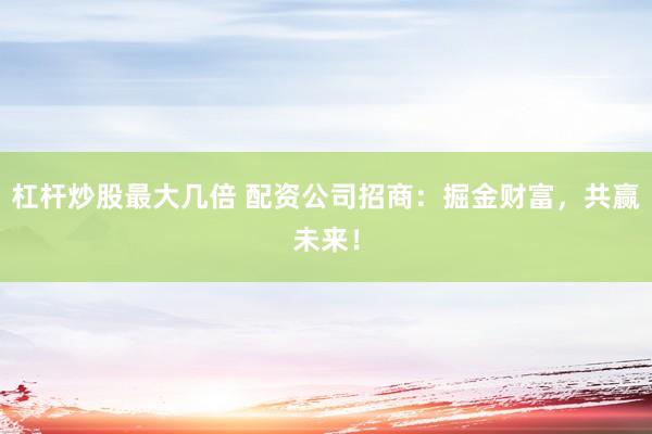 杠杆炒股最大几倍 配资公司招商：掘金财富，共赢未来！